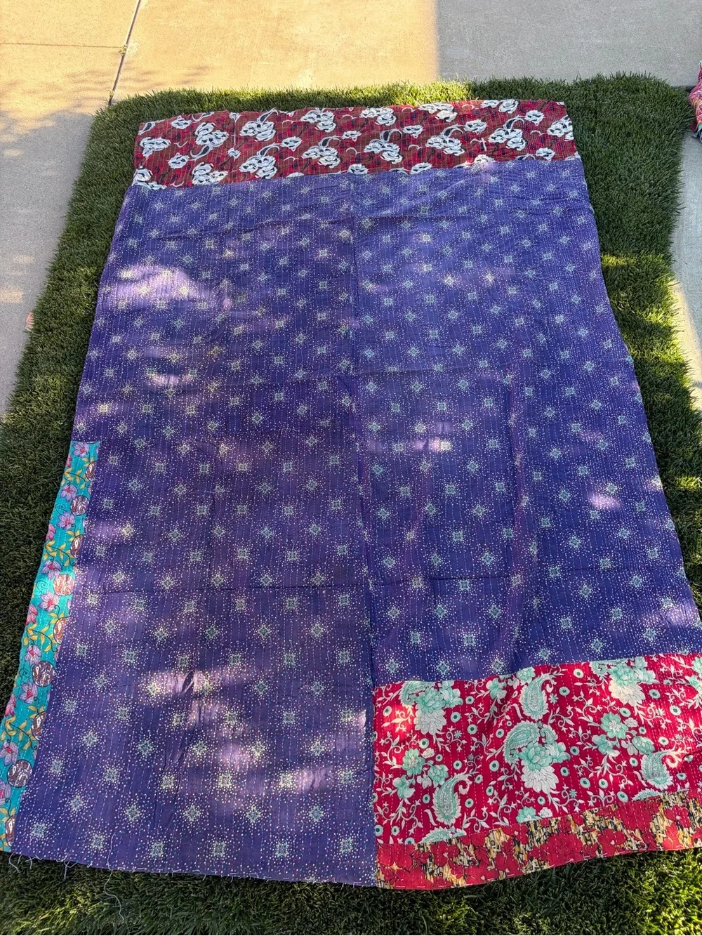 Kantha Handmade Patchwork Quilted Throw Blanket
